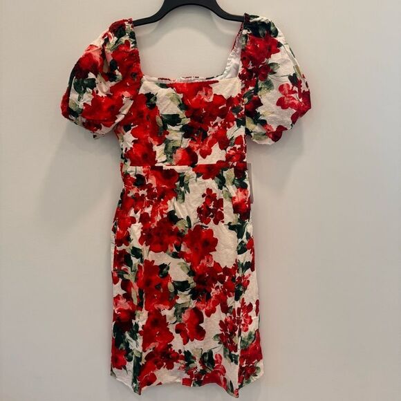 JULIA JORDAN
Floral Puff Sleeve Fit & Flare Dress In Ivory/ Red - Picture 3 of 3